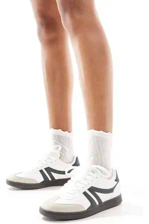 Pull&Bear Hvide retro-sneakers med gummisål