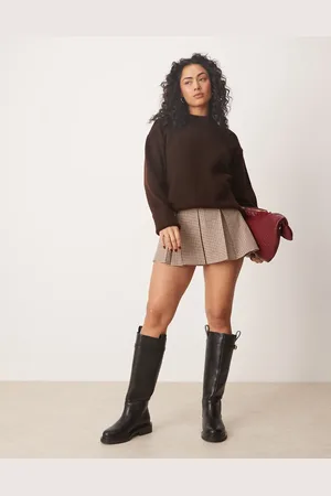 ASOS Plisseret mininederdel i sort/hvide -Multifarvet