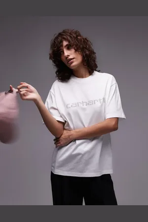 Carhartt Hvid T-shirt med korte ærmer og tekstprint med nitter