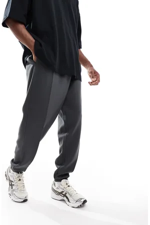ASOS Oversized joggingbukser i forvasket sort jersey-twill med pintucks-Grå