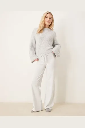 Gina Tricot Slim-joggingbukser i meleret lysegrå med lav talje