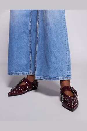 River Island Bordeauxrøde og spidse mary jane-ballerinaer med nitter