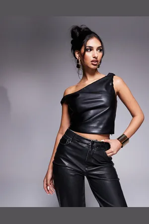 River Island Asymmetrisk top i imiteret læder