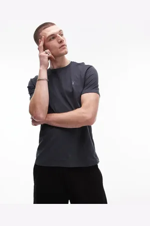 AllSaints Brace - Mørkeblå T-shirt i børstet bomuld