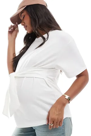 Mama;licious Mamalicious Maternity - Hvid T-shirt med bindebånd foran