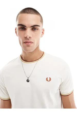 Fred Perry T-shirt med dobbelte kantdetaljer i rå