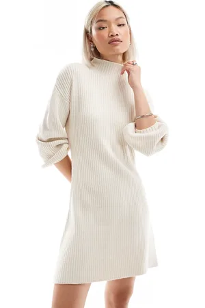 French Connection Klassisk sweaterkjole i superblød strik-Hvid