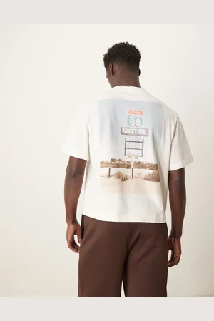 Abercrombie & Fitch Hvid cropped T-shirt med motivprint på ryggen