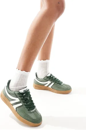 Pull&Bear Grønne retro-sneakers med gummisål