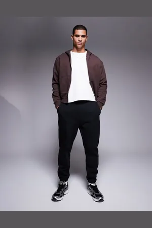 ASOS Premium - Tapered og sorte joggingbukser i kraftigt 400 gsm-stof