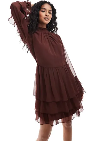 Miss Selfridge Minikjole med flæser i chiffon