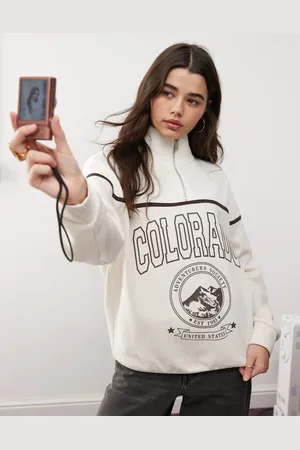 Miss Selfridge Sweatshirt med halv lynlås og Colorado-print