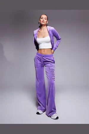 Juicy Couture Lilla joggingbukser med lav talje og tonede rhinsten i velour - Del af sæt
