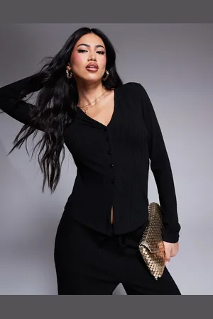 ASOS Og ribstrikket longline vest med lange ærmer - Del af sæt