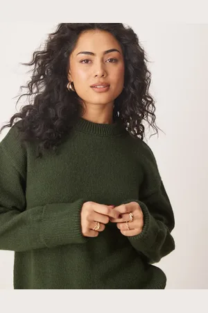 Miss Selfridge Skovgrøn striktrøje med rund hals
