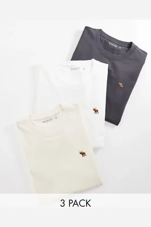 Abercrombie & Fitch Pakke med 3 par T-shirts med ikonisk logo i i klassisk pasform-Multifarvet