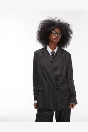 ASOS Koksgrå oversized skræddersyet blazer med nålestriber i herrestil-Multifarvet