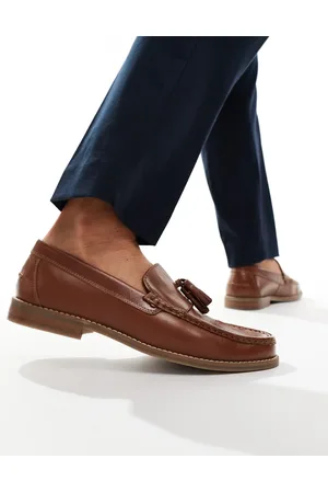 ASOS Lysebrune loafers i læder med kvast og sål i naturmateriale fra