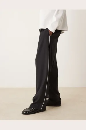 ASOS Sorte og elegante bukser med brede ben og kontrastfarvede sidestriber