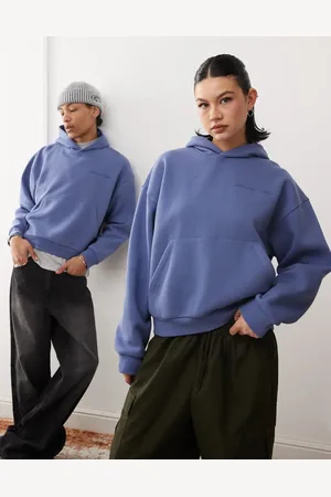Reclaimed Og forvasket unisex-hættetrøje i firkantet pasform med cropped snit