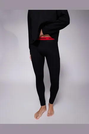 HUGO BOSS HUGO Bodywear - Sorte lange underbukser med kontrastfarvet taljebånd