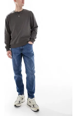 ASOS Tapered jeans med stretch i mellemvask-Blå