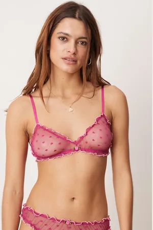 ASOS Alba - Pink sæt i blød mesh med bh og G-streng med hjertemønster