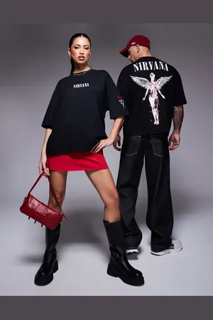ASOS Unisex - Oversized og T-shirt med licenseret Nirvana-print og firkantet pasform