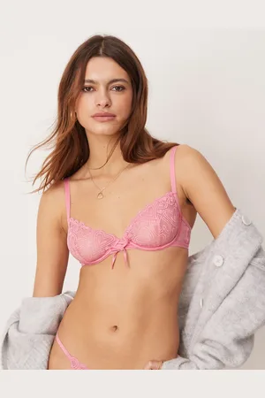 ASOS Blake - Pink bøjle-bh i blondestof med korsetdetalje og hjertemønster-Rød