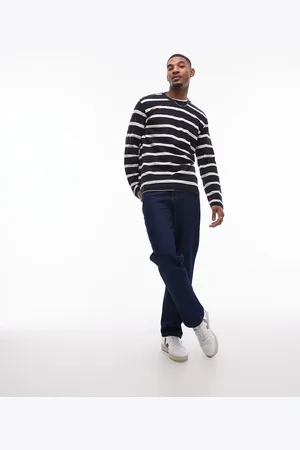 MANGO Sort T-shirt med lange ærmer og hvide striber
