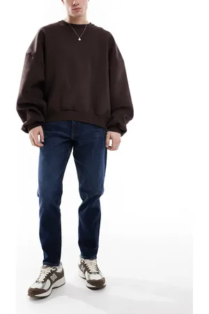 ASOS Tapered jeans med stretch i mørk vask-Blå