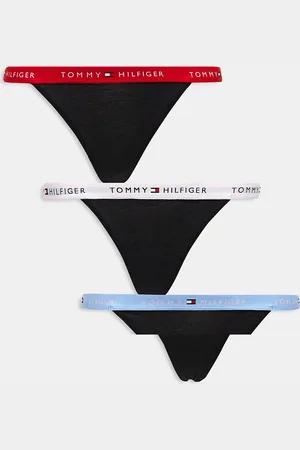 Tommy Hilfiger Pakke med 3 sorte G-strenge med rødt/lyserødt/blåt taljebånd-Marineblå