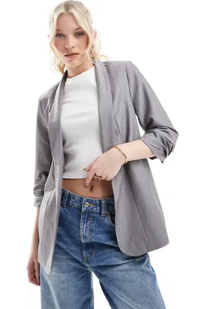 Pieces® Blazer i meleret med rynkede ærmer