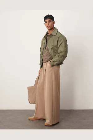 ASOS Kamelbrune elegante bukser med ekstremt vide ben og plisseringer foran