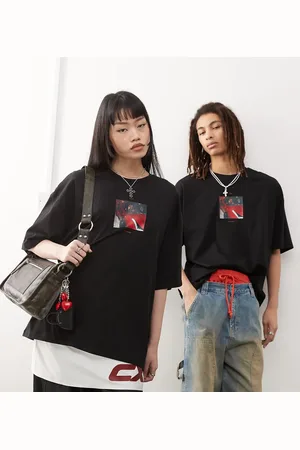 COLLUSION Unisex - Sort oversized T-shirt med officielt licenseret Nicki Minaj-fotoprint