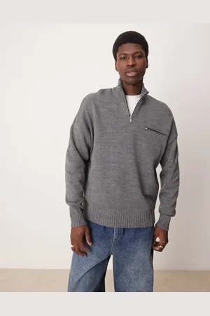 ASOS Oversized og striktrøje med kvart lynlås og lynlåslomme