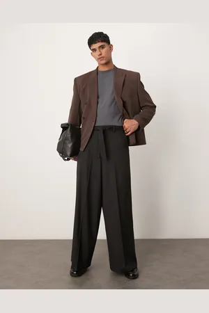 ASOS Sorte elegante bukser med ekstremt vide ben og bælte