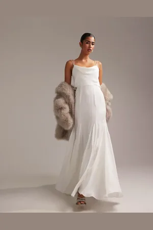 ASOS Maxi-brudkjole i satin med cami-stropper, vandfaldsudskæring og kiler