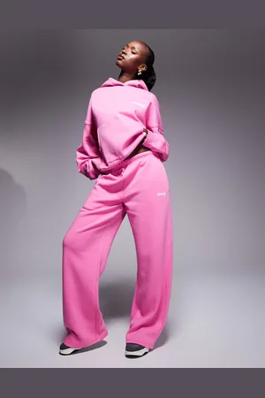 Kaiia Pink joggingbukser med brede ben og logo - Del af sæt