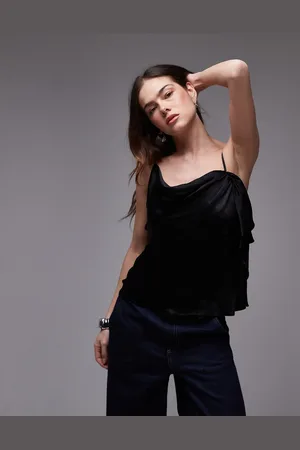 Topshop Cami-top med dobbelt strop og flæser i satin