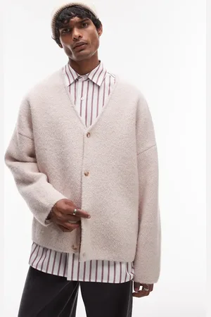 Topman Ecrufarvet blød børstet cardigan-Neutral