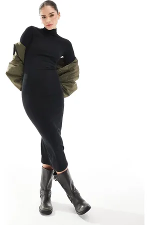 Pull&Bear Midaxi-kjole med lange ærmer