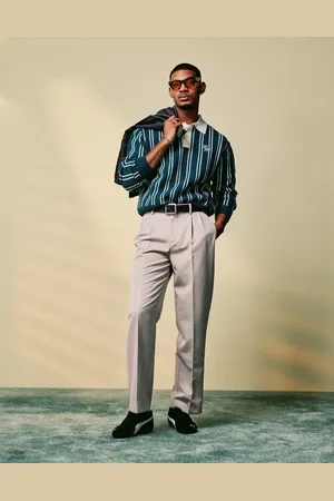 ASOS Og elegante bukser med vide ben og dobbelte plisseringer-Neutral