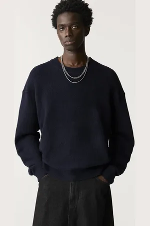 Pull&Bear Mørkeblå trøje i vamset strik