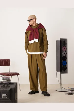 ASOS Brune baggy bukser med ballonben - Del af sæt