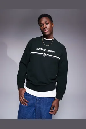 Armani Exchange Mørkegrøn sweatshirt med logo på brystet