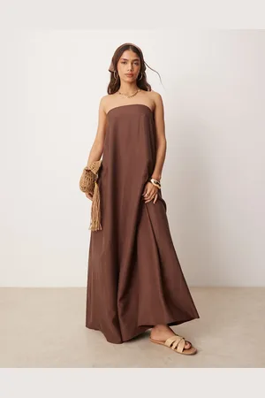 ASOS Chokoladebrun bandeau-maxikjole i cupro