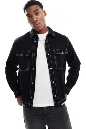 ASOS Overskjorte i denim med firkantet pasform og lommer fortil