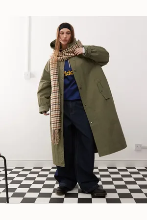 COLLUSION Kakigrøn longline-trenchcoat