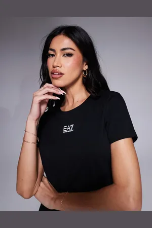 EA7 Armani - - t-shirt med rund hals og centralt logo